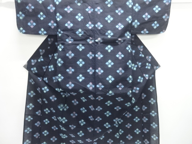 JAPANESE KIMONO / ANTIQUE HITOE KIMONO / COTTON / KURUME KASURI / RHOMBUS